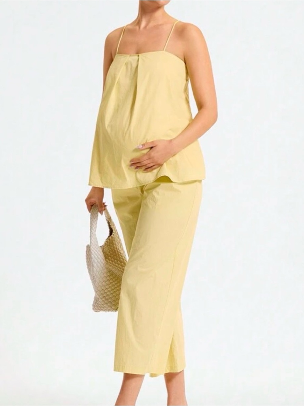 Feather Yellow Maternity Pants Set
